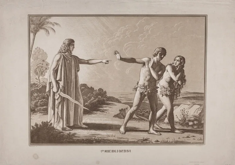 Constantin Hansen | Vertreibung aus dem Paradies - 1899 | Gerahmter Kunstdruck | Goldenes Zeitalter Dänemark | formida