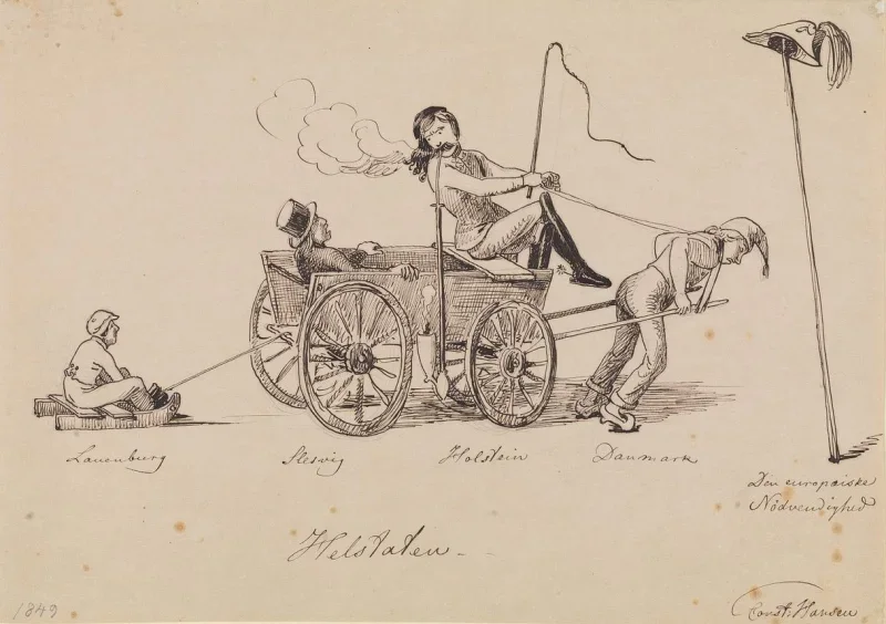Constantin Hansen | De Forenede Stater. Politisk satirisk tidsskrift - 1849 | Indrammet kunsttryk | Danmarks Guldalder | formida