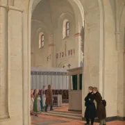 Constantin Hansen – Das Innere der St.Bendt-Kirche in Ringsted 1829 | Giclée Kunstdruck gerahmt