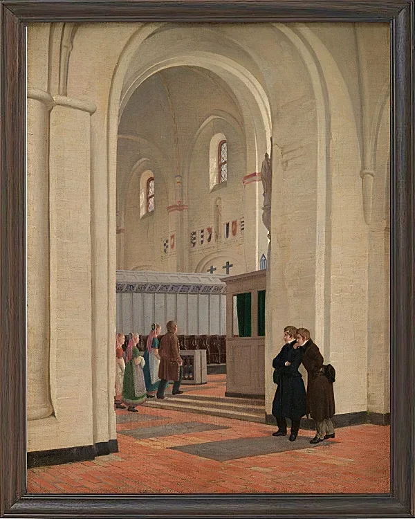 Constantin Hansen – Das Innere der St.Bendt-Kirche in Ringsted 1829 | Giclée Kunstdruck gerahmt