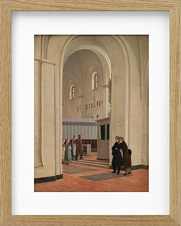 Constantin Hansen – Das Innere der St.Bendt-Kirche in Ringsted 1829 | Giclée Kunstdruck gerahmt
