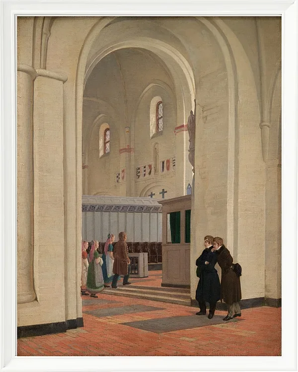 Constantin Hansen – Das Innere der St.Bendt-Kirche in Ringsted 1829 | Giclée Kunstdruck gerahmt