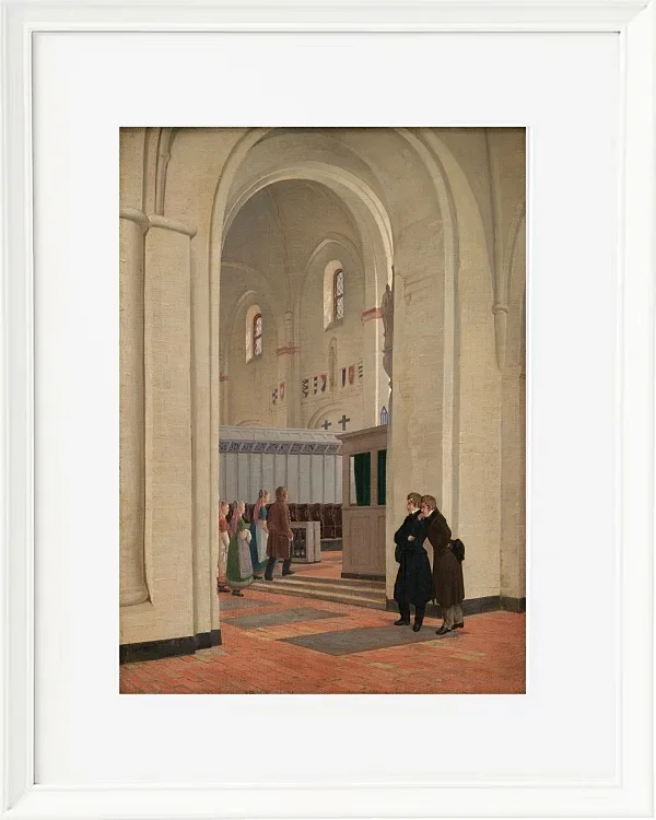 Constantin Hansen – Das Innere der St.Bendt-Kirche in Ringsted 1829 | Giclée Kunstdruck gerahmt
