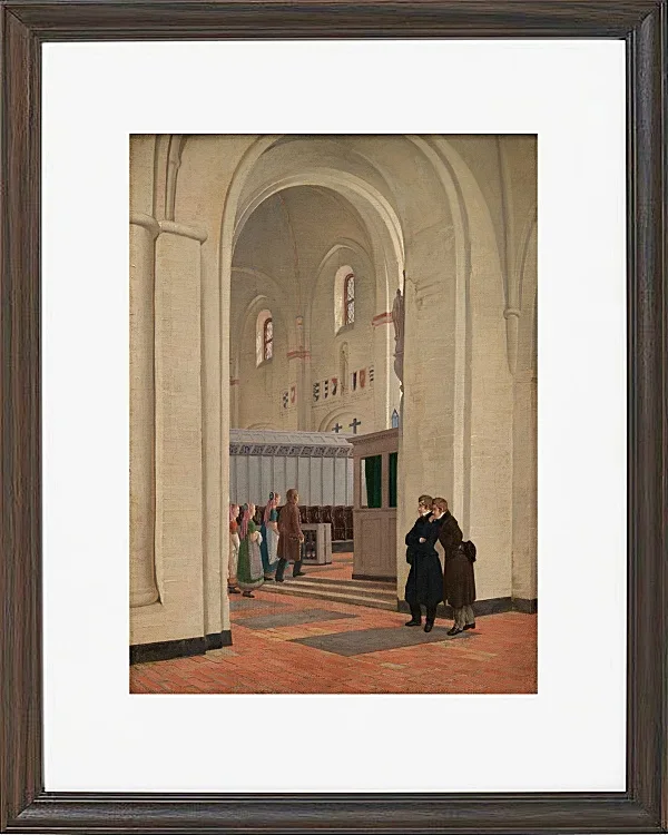 Constantin Hansen – Das Innere der St.Bendt-Kirche in Ringsted 1829 | Giclée Kunstdruck gerahmt