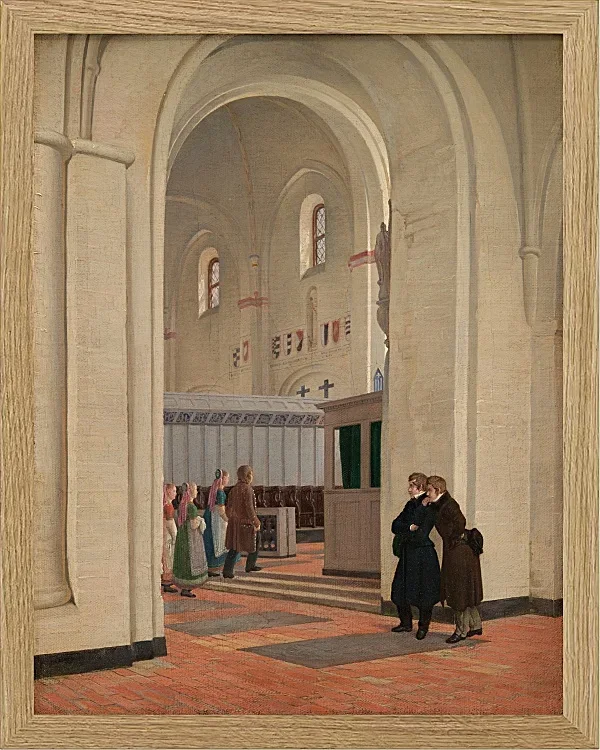 Constantin Hansen – Das Innere der St.Bendt-Kirche in Ringsted 1829 | Giclée Kunstdruck gerahmt