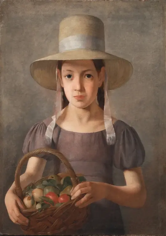 Constantin Hansen | En pige med frugt i en kurv – 1828 | Indrammet kunsttryk | Danmarks Guldalder | formida