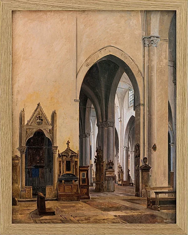 Constantin Hansen – Das Innere von S. Maria Minerva in Rom 1839 | Giclée Kunstdruck gerahmt