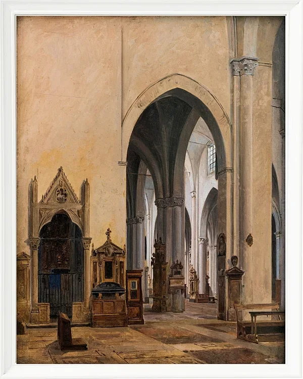 Constantin Hansen – Das Innere von S. Maria Minerva in Rom 1839 | Giclée Kunstdruck gerahmt