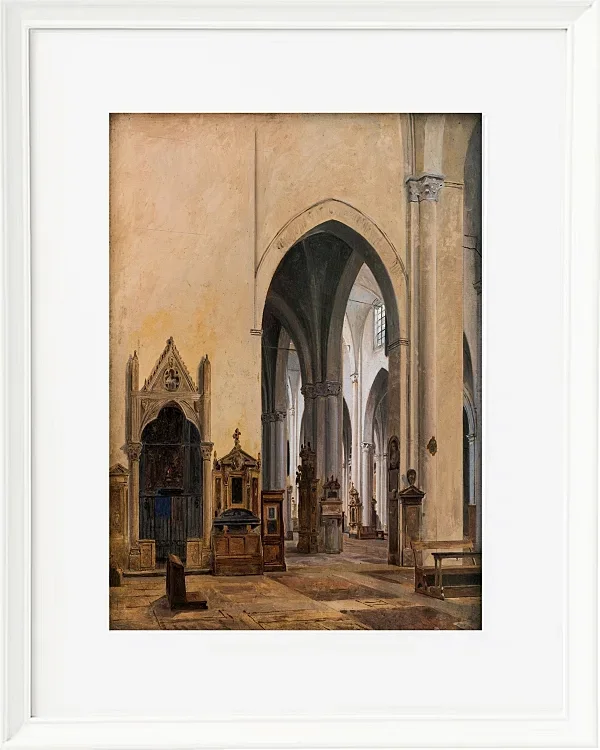 Constantin Hansen – Das Innere von S. Maria Minerva in Rom 1839 | Giclée Kunstdruck gerahmt