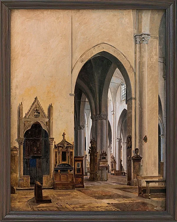 Constantin Hansen – Das Innere von S. Maria Minerva in Rom 1839 | Giclée Kunstdruck gerahmt