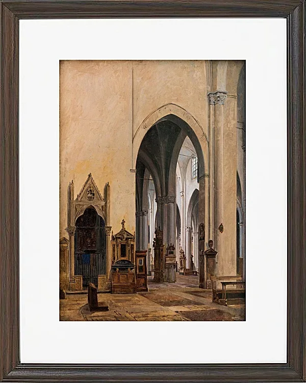 Constantin Hansen – Das Innere von S. Maria Minerva in Rom 1839 | Giclée Kunstdruck gerahmt