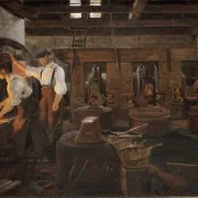 Constantin Hansen | Den gamle hammersmedje ved Hellebæk - 1859 | Indrammet kunsttryk | Danmarks Guldalder | formida