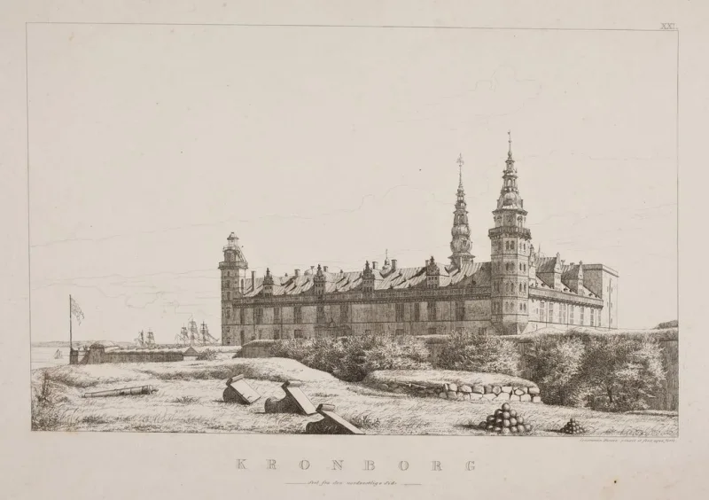 Constantin Hansen | Kronborg set fra nordvestsiden - 1834 | Indrammet kunsttryk | Danmarks Guldalder | formida