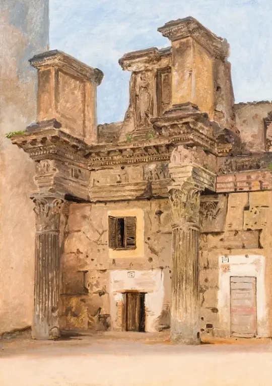 Constantin Hansen | Temple of  Minerva på Forum of Nerva i Rom - 1840 | Indrammet kunsttryk | Danmarks Guldalder | formida