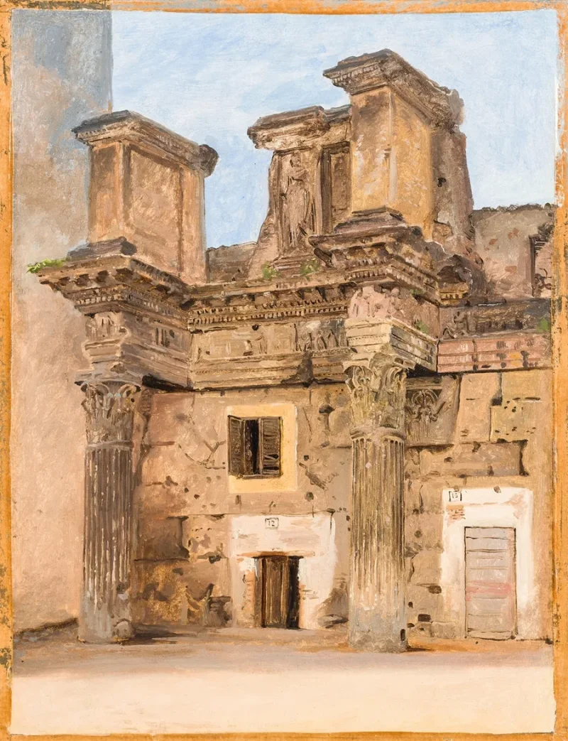 Constantin Hansen – Der Tempel der Minerva auf dem Forum von Nerva in Rom 1840 | Giclée Kunstdruck gerahmt