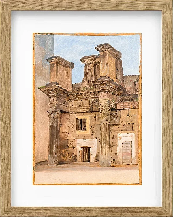 Constantin Hansen – Der Tempel der Minerva auf dem Forum von Nerva in Rom 1840 | Giclée Kunstdruck gerahmt
