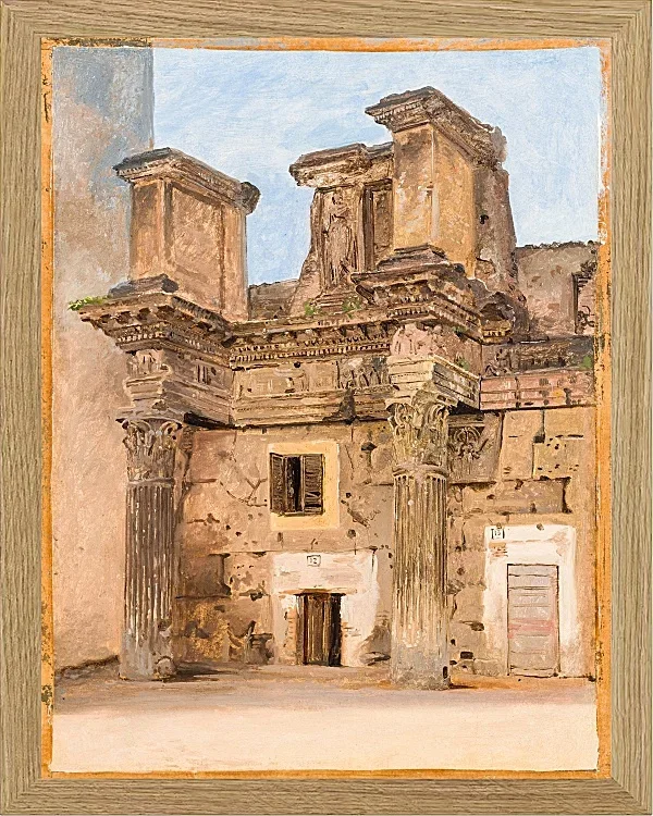 Constantin Hansen – Der Tempel der Minerva auf dem Forum von Nerva in Rom 1840 | Giclée Kunstdruck gerahmt