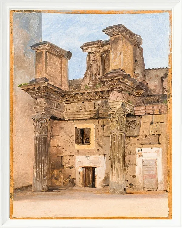 Constantin Hansen – Der Tempel der Minerva auf dem Forum von Nerva in Rom 1840 | Giclée Kunstdruck gerahmt
