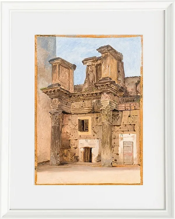 Constantin Hansen – Der Tempel der Minerva auf dem Forum von Nerva in Rom 1840 | Giclée Kunstdruck gerahmt
