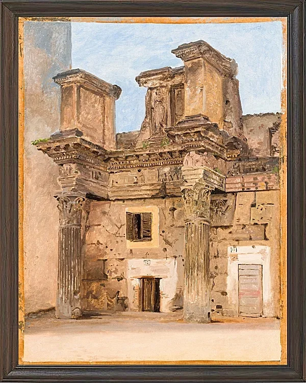 Constantin Hansen – Der Tempel der Minerva auf dem Forum von Nerva in Rom 1840 | Giclée Kunstdruck gerahmt