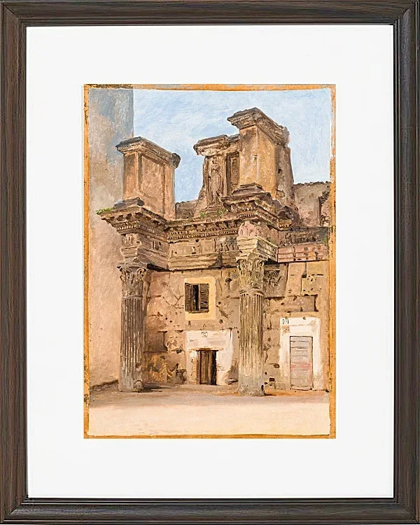 Constantin Hansen – Der Tempel der Minerva auf dem Forum von Nerva in Rom 1840 | Giclée Kunstdruck gerahmt