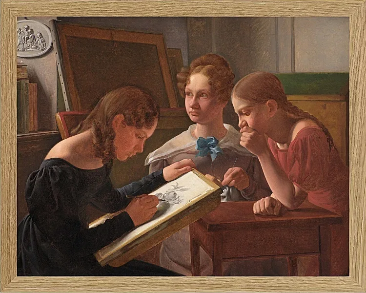 Constantin Hansen – Die Schwestern des Künstlers; Alvilde, Ida und Henriette 1827 | Giclée Kunstdruck gerahmt