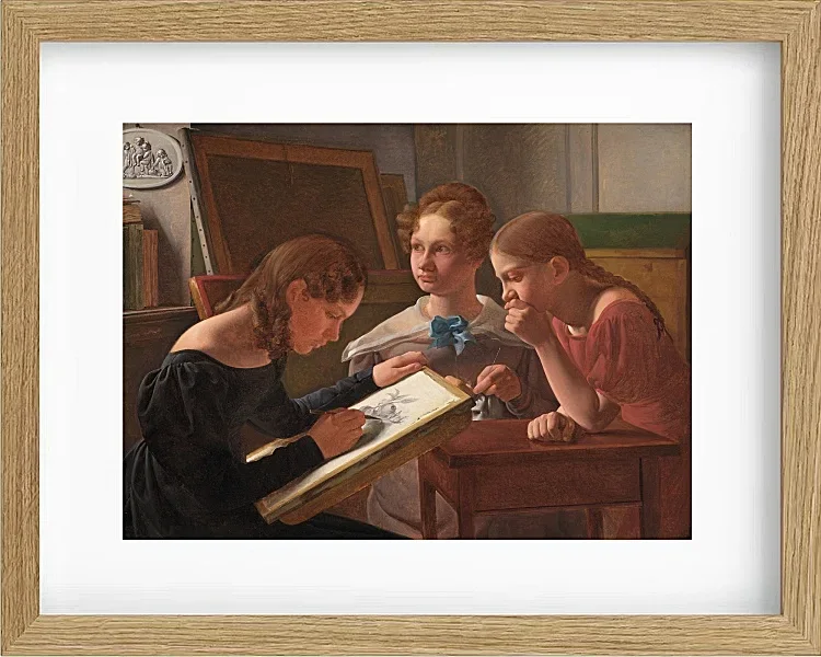 Constantin Hansen – Die Schwestern des Künstlers; Alvilde, Ida und Henriette 1827 | Giclée Kunstdruck gerahmt