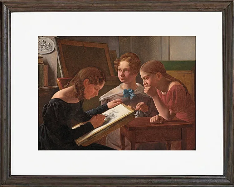Constantin Hansen – Die Schwestern des Künstlers; Alvilde, Ida und Henriette 1827 | Giclée Kunstdruck gerahmt