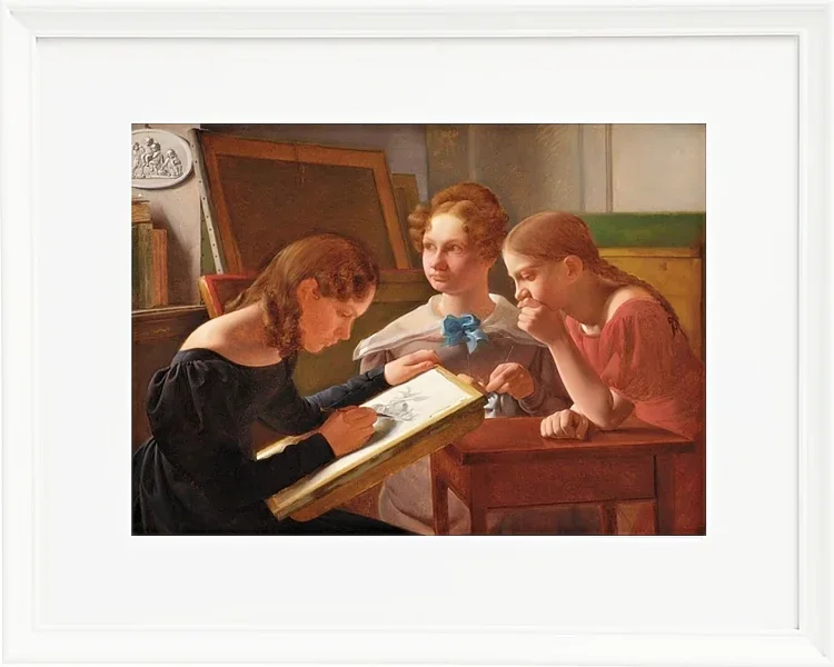 Constantin Hansen – Die Schwestern des Künstlers; Alvilde, Ida und Henriette 1827 | Giclée Kunstdruck gerahmt