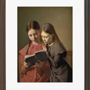 Constantin Hansen – Die Schwestern des Künstlers, Signe und Henriette, lesen ein Buch 1826 | Giclée Kunstdruck gerahmt