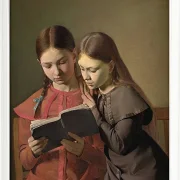 Constantin Hansen – Die Schwestern des Künstlers, Signe und Henriette, lesen ein Buch 1826 | Giclée Kunstdruck gerahmt