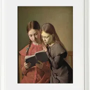 Constantin Hansen – Die Schwestern des Künstlers, Signe und Henriette, lesen ein Buch 1826 | Giclée Kunstdruck gerahmt