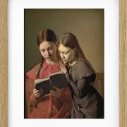 Constantin Hansen – Die Schwestern des Künstlers, Signe und Henriette, lesen ein Buch 1826 | Giclée Kunstdruck gerahmt