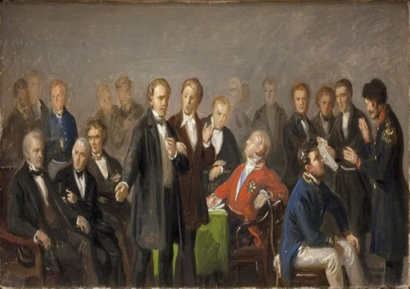 Constantin Hansen | Den grundlovgivende forsamling - 1819 | Indrammet kunsttryk | Danmarks Guldalder | formida