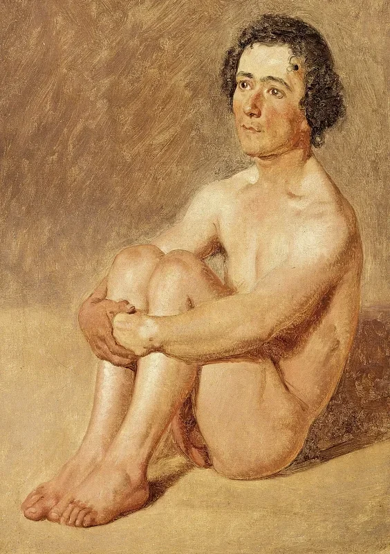 Constantin Hansen | Ein sitzender Lazzaron – 1838 | Gerahmter Kunstdruck | Goldenes Zeitalter Dänemark | formida