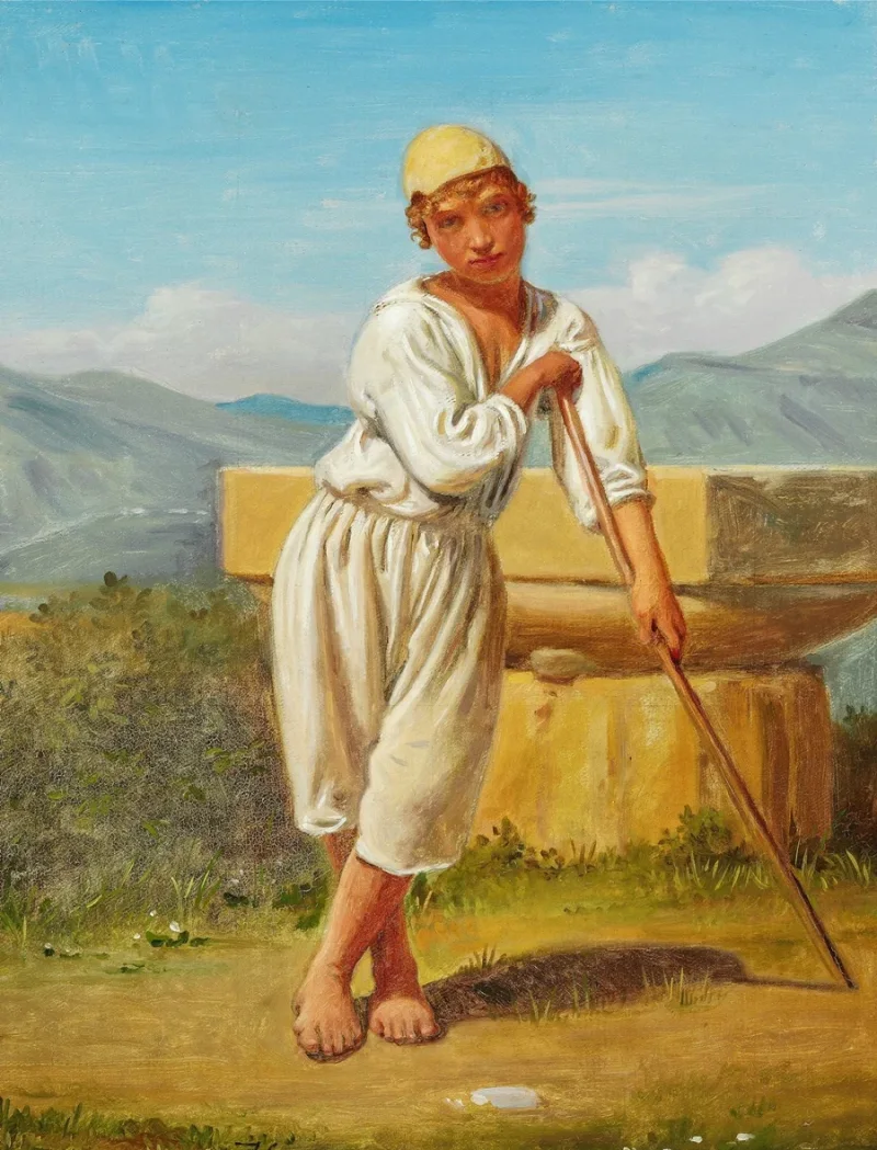 Constantin Hansen – Ein Hirtenjunge aus Pæstum 1841 | Giclée Kunstdruck gerahmt