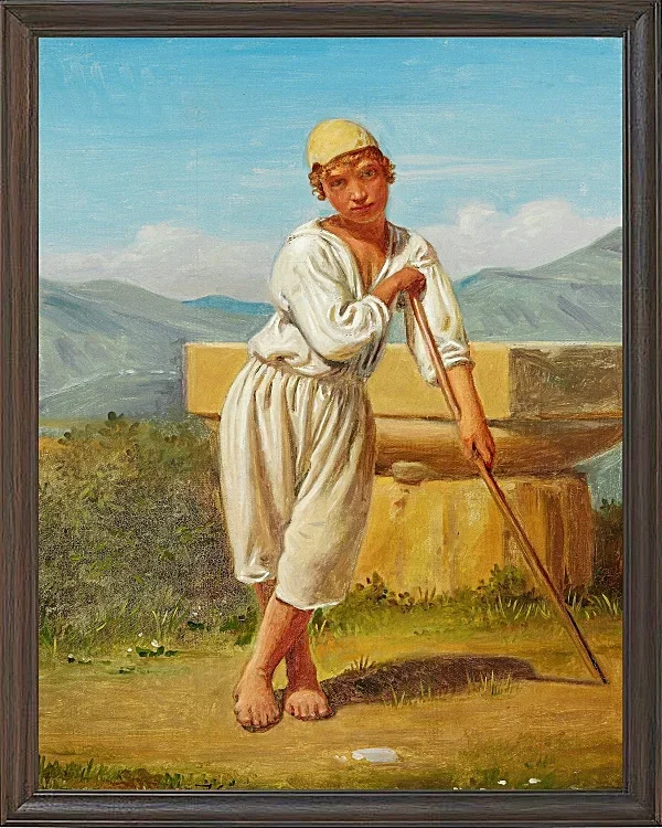 Constantin Hansen – Ein Hirtenjunge aus Pæstum 1841 | Giclée Kunstdruck gerahmt