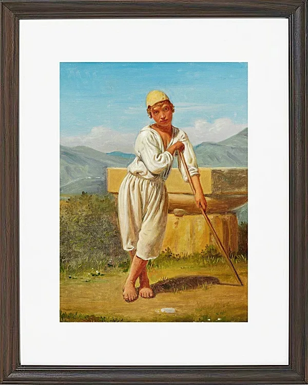 Constantin Hansen – Ein Hirtenjunge aus Pæstum 1841 | Giclée Kunstdruck gerahmt