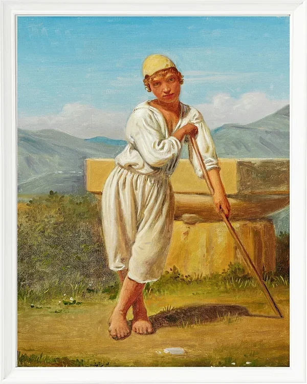 Constantin Hansen – Ein Hirtenjunge aus Pæstum 1841 | Giclée Kunstdruck gerahmt