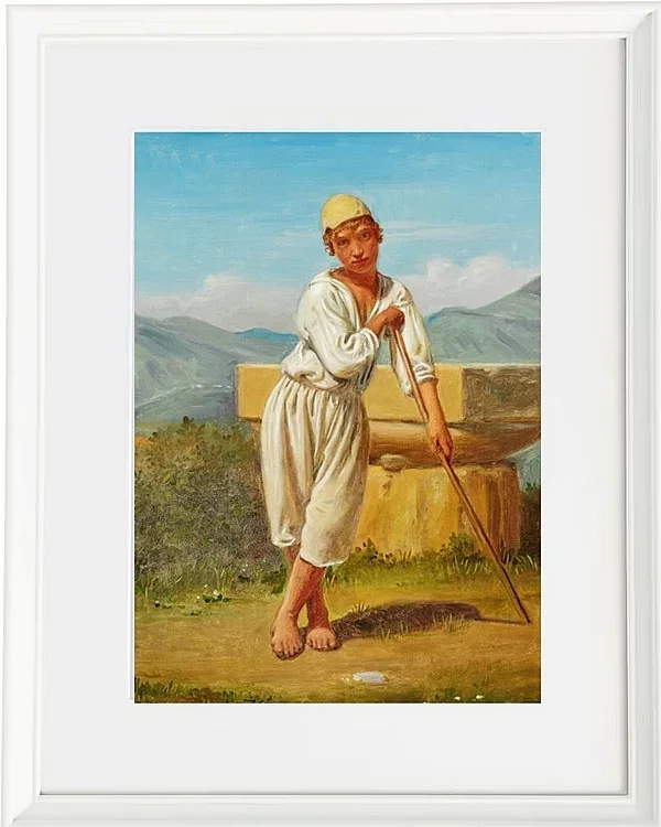 Constantin Hansen – Ein Hirtenjunge aus Pæstum 1841 | Giclée Kunstdruck gerahmt