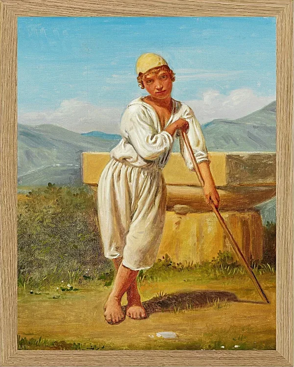 Constantin Hansen – Ein Hirtenjunge aus Pæstum 1841 | Giclée Kunstdruck gerahmt