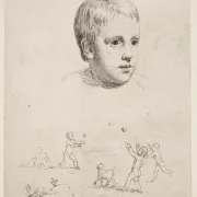 Constantin Hansen | Porträt von T. N. Thiele als Kind - 1847 | Indrammet kunsttryk | Danmarks Guldalder | formida