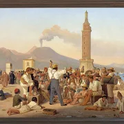 Constantin Hansen – Ein Rezitator von „Furious Orlando“ im Molo, Neapel 1839 | Giclée Kunstdruck gerahmt