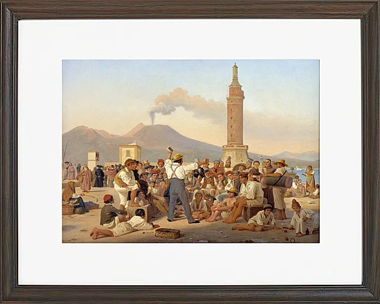 Constantin Hansen – Ein Rezitator von „Furious Orlando“ im Molo, Neapel 1839 | Giclée Kunstdruck gerahmt