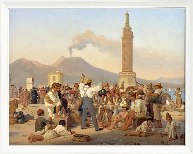 Constantin Hansen – Ein Rezitator von „Furious Orlando“ im Molo, Neapel 1839 | Giclée Kunstdruck gerahmt