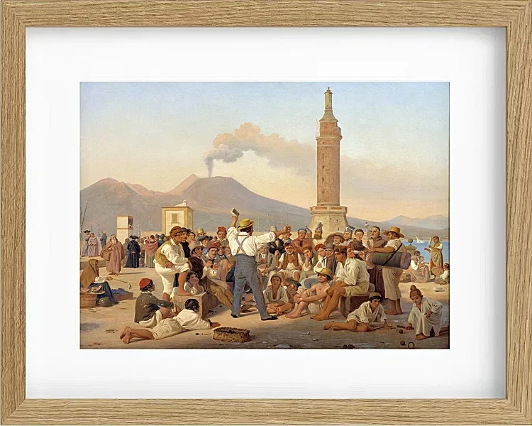 Constantin Hansen – Ein Rezitator von „Furious Orlando“ im Molo, Neapel 1839 | Giclée Kunstdruck gerahmt