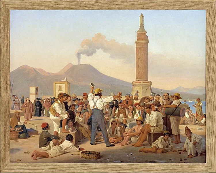 Constantin Hansen – Ein Rezitator von „Furious Orlando“ im Molo, Neapel 1839 | Giclée Kunstdruck gerahmt