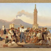 Constantin Hansen – Ein Rezitator von „Furious Orlando“ im Molo, Neapel 1839 | Giclée Kunstdruck gerahmt