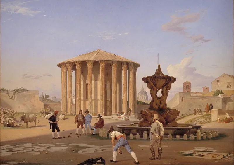 Constantin Hansen | Platz des Mundes der Wahrheit – 1837 | Gerahmter Kunstdruck | Goldenes Zeitalter Dänemark | formida