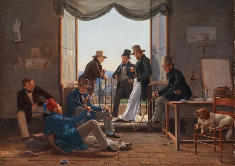 Constantin Hansen | En gruppe danske kunstnere i Rom - 1837 | Indrammet kunsttryk | Danmarks Guldalder | formida